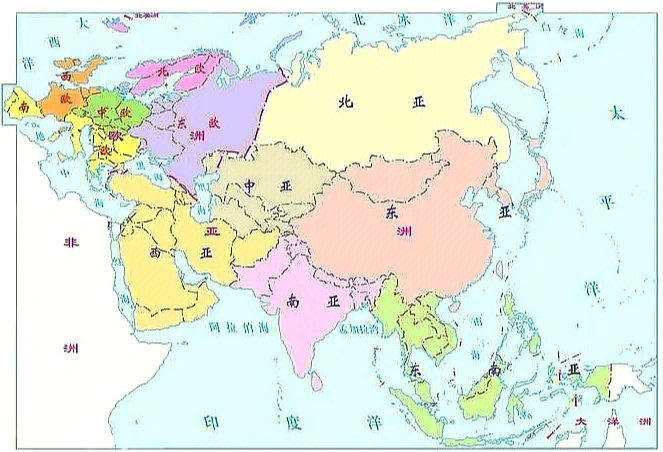 亚洲地理事物分布图图片