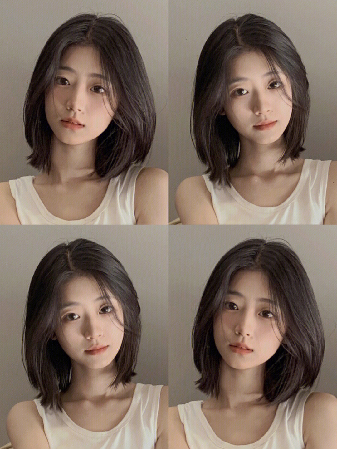日系风格的剪发,又纯又欲学生时代的发型搭配韩系外八刘海,甜甜的校园