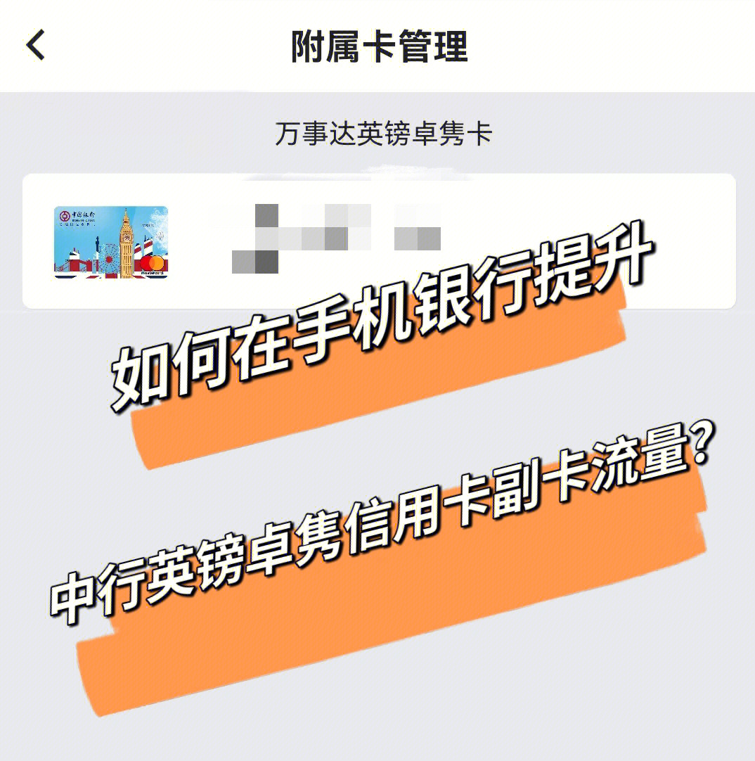 中行英镑卓隽卡用手机银行提副卡流量指南