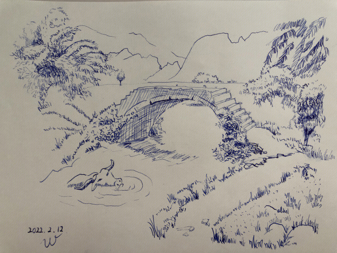 桂林山水画铅笔图片