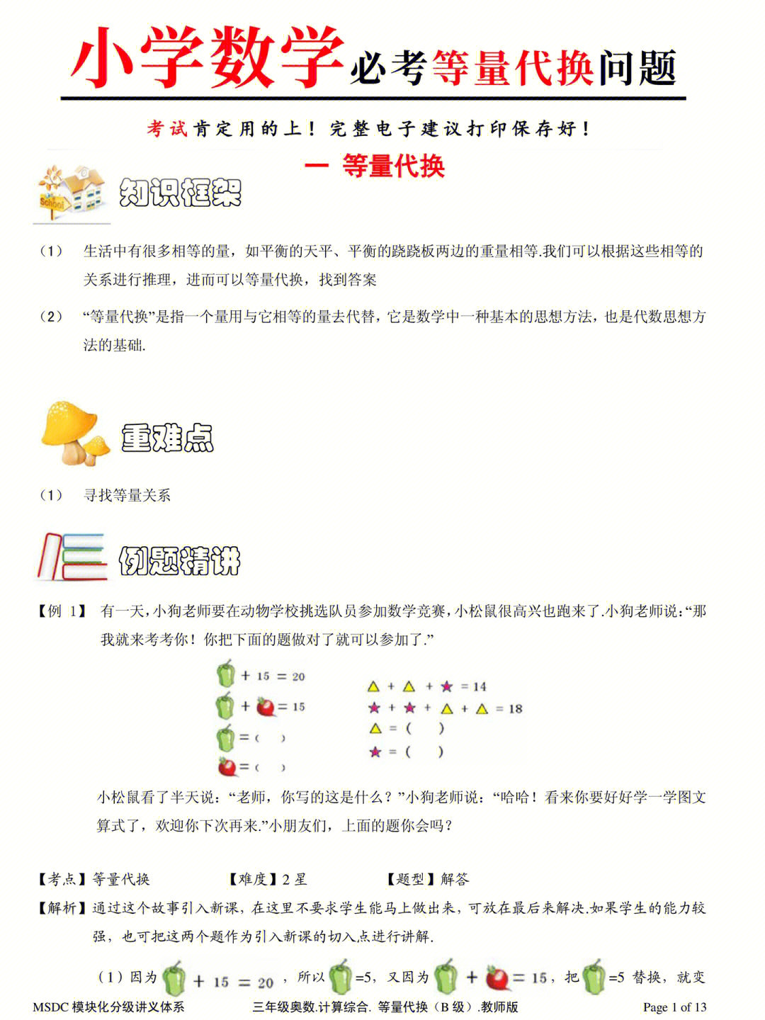 等量代换思维导图图片