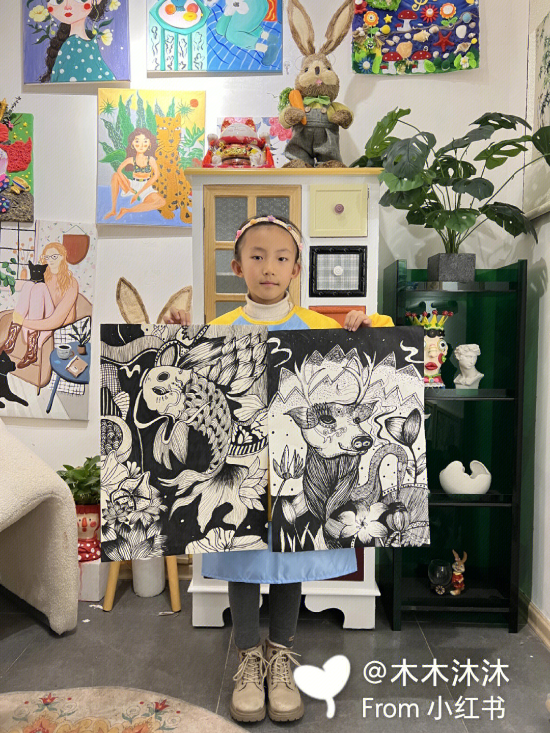 装饰画#创意线描#儿童创意线描#少儿创意美术#画画的日常