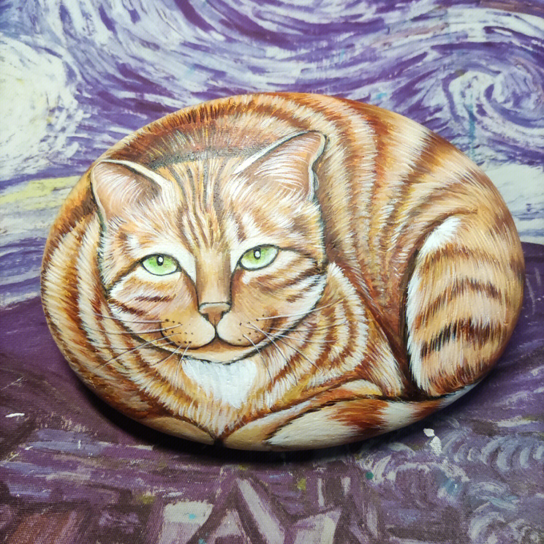 挑战画100幅石头画之第7幅猫咪
