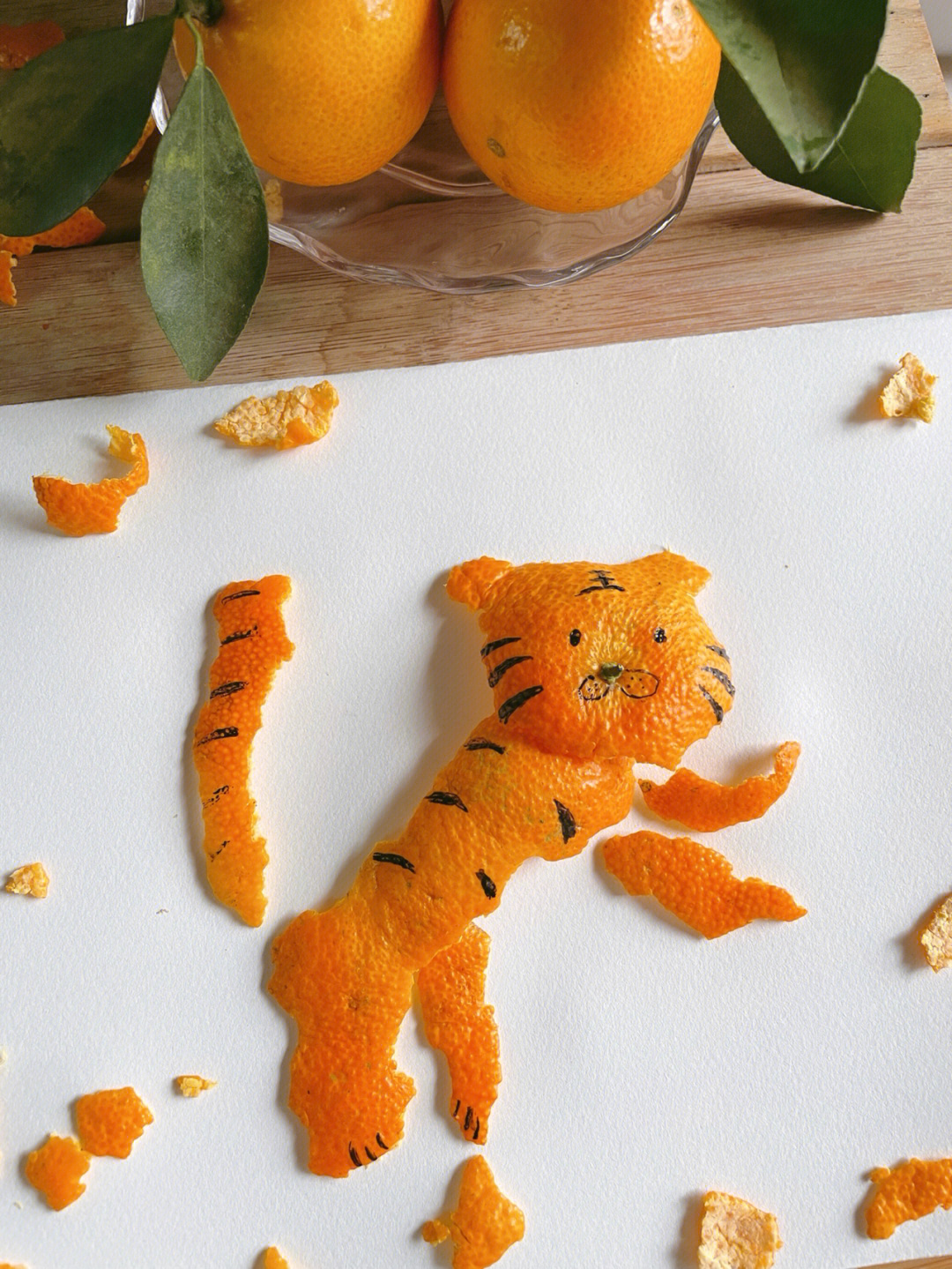 老虎头上顶个橘子图片