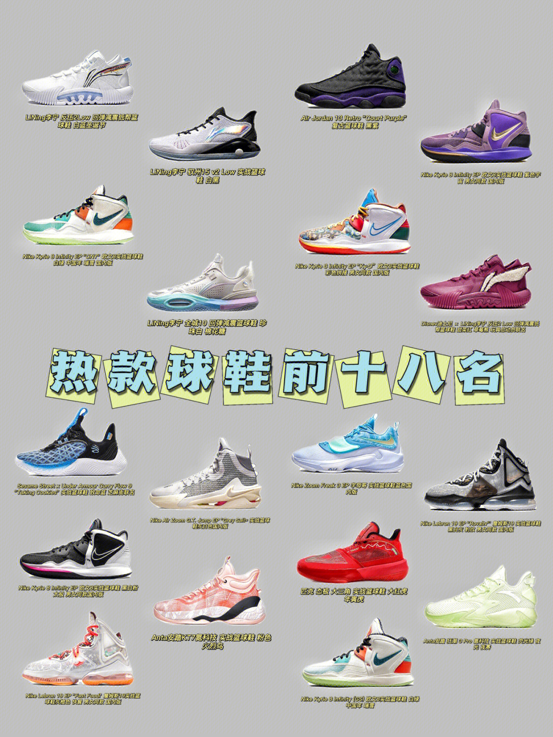 十大篮球鞋排名图片
