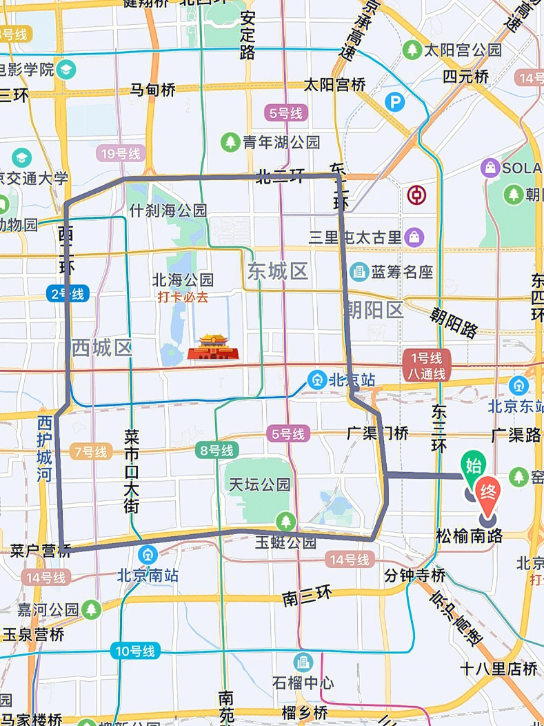 北京二环线路图最新图片