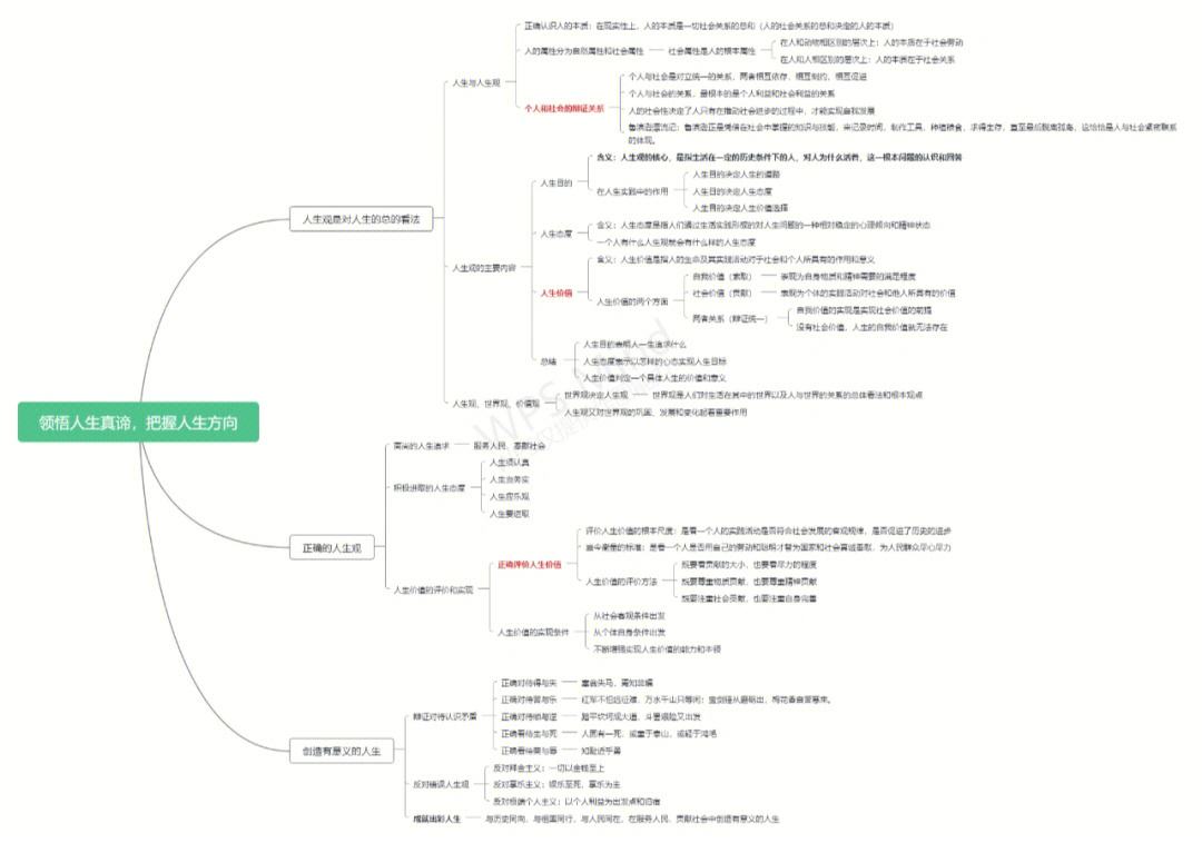 正确的人生观思维导图图片