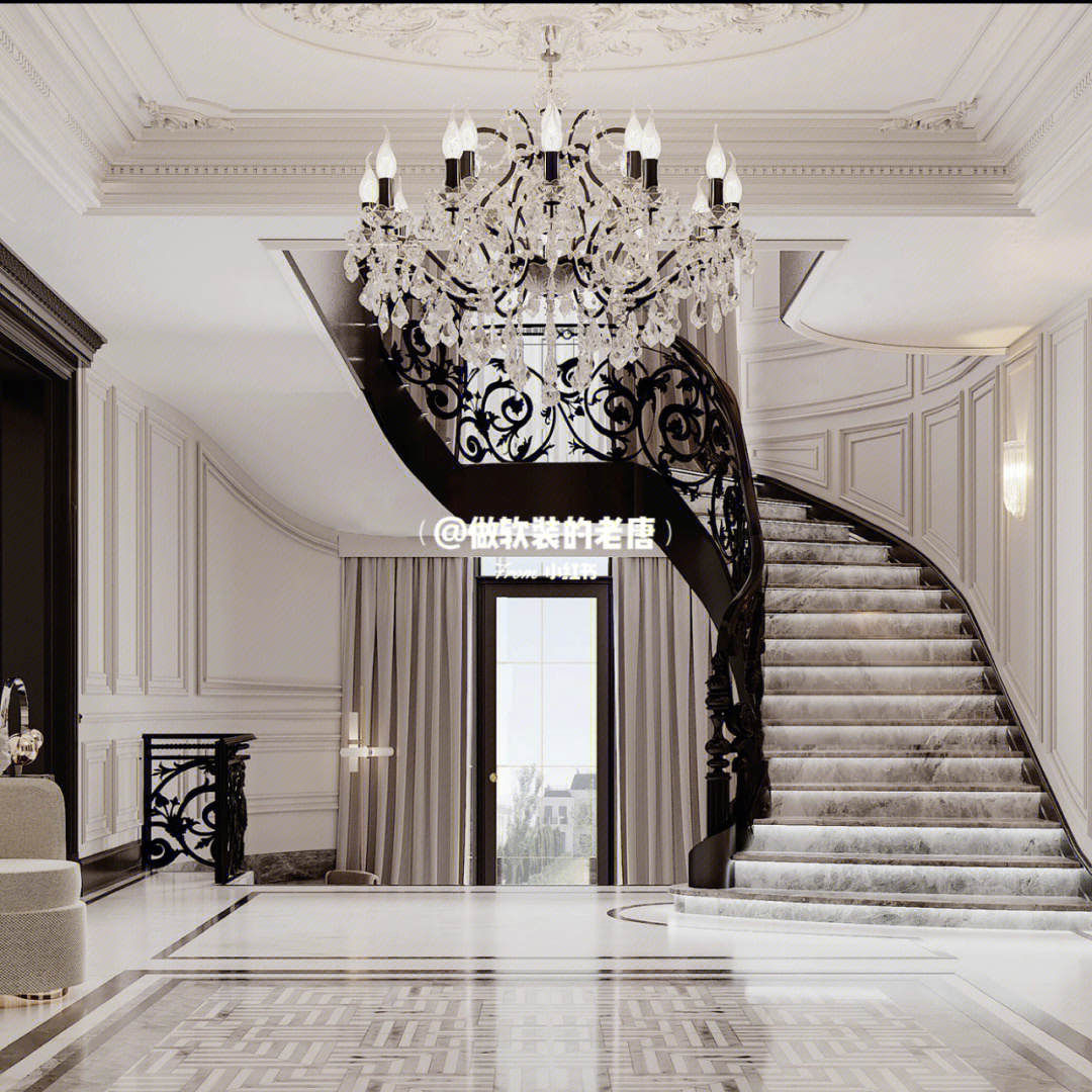 黑白配色法式新古典主义600平别墅设计