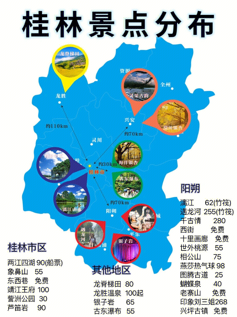 桂林旅游91桂林必玩景点分布图,保姆级攻略