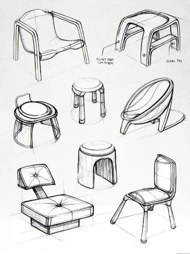 学生椅子的三视图手绘图片