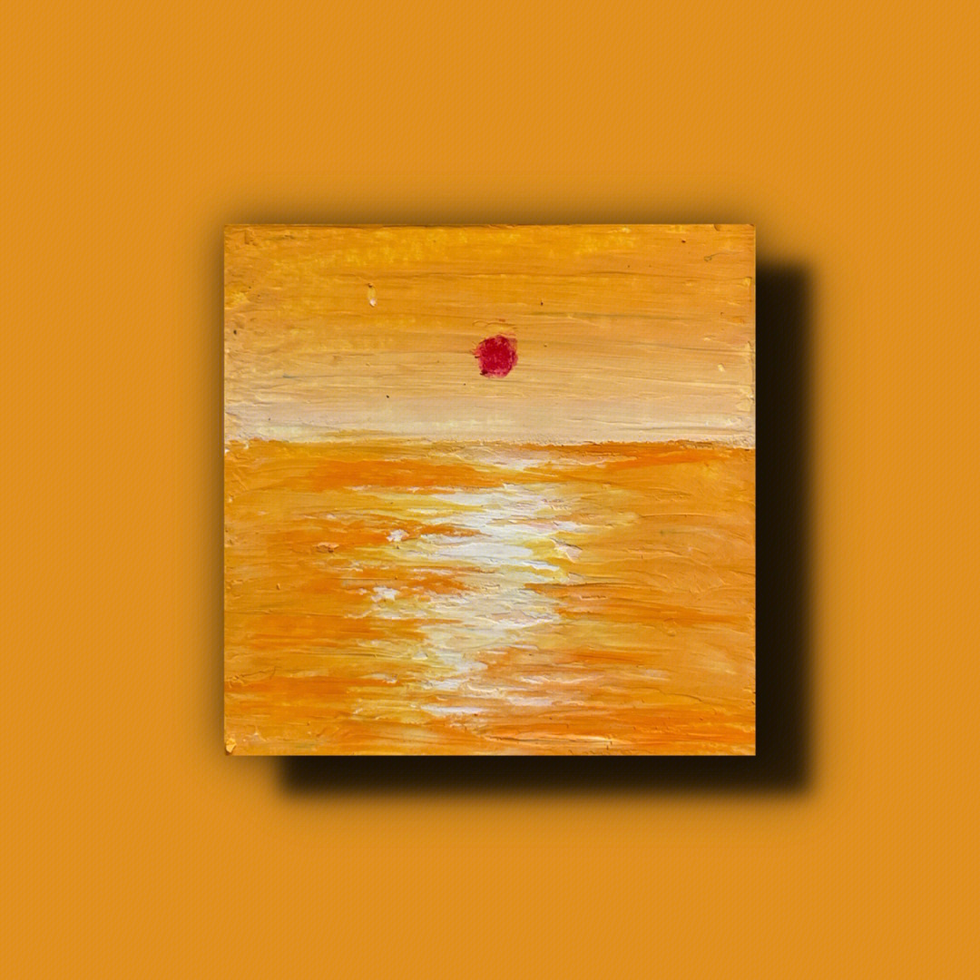 橙色海丙烯画
