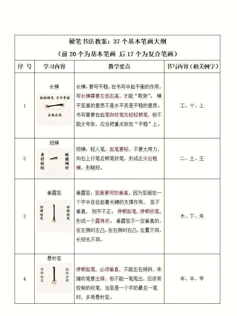 一年级书法练字教案图片