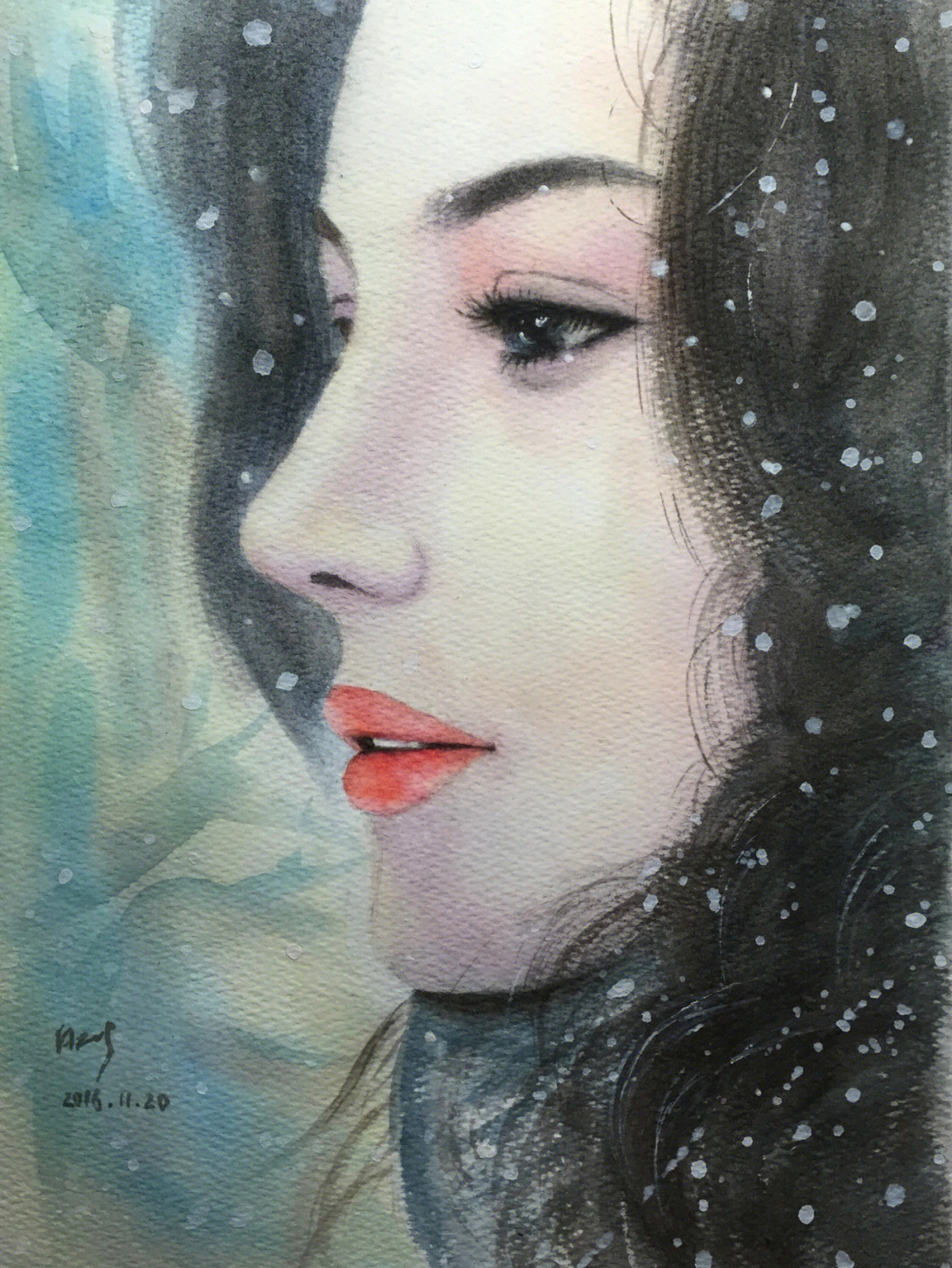 雪上画画 女孩图片