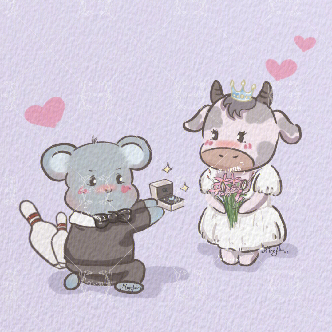 老鼠和牛情侣头像图片