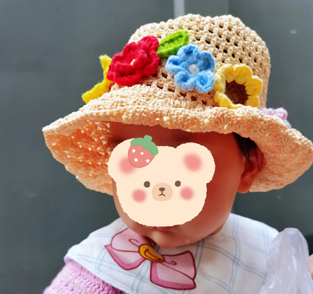 儿童太阳帽子的钩法图片