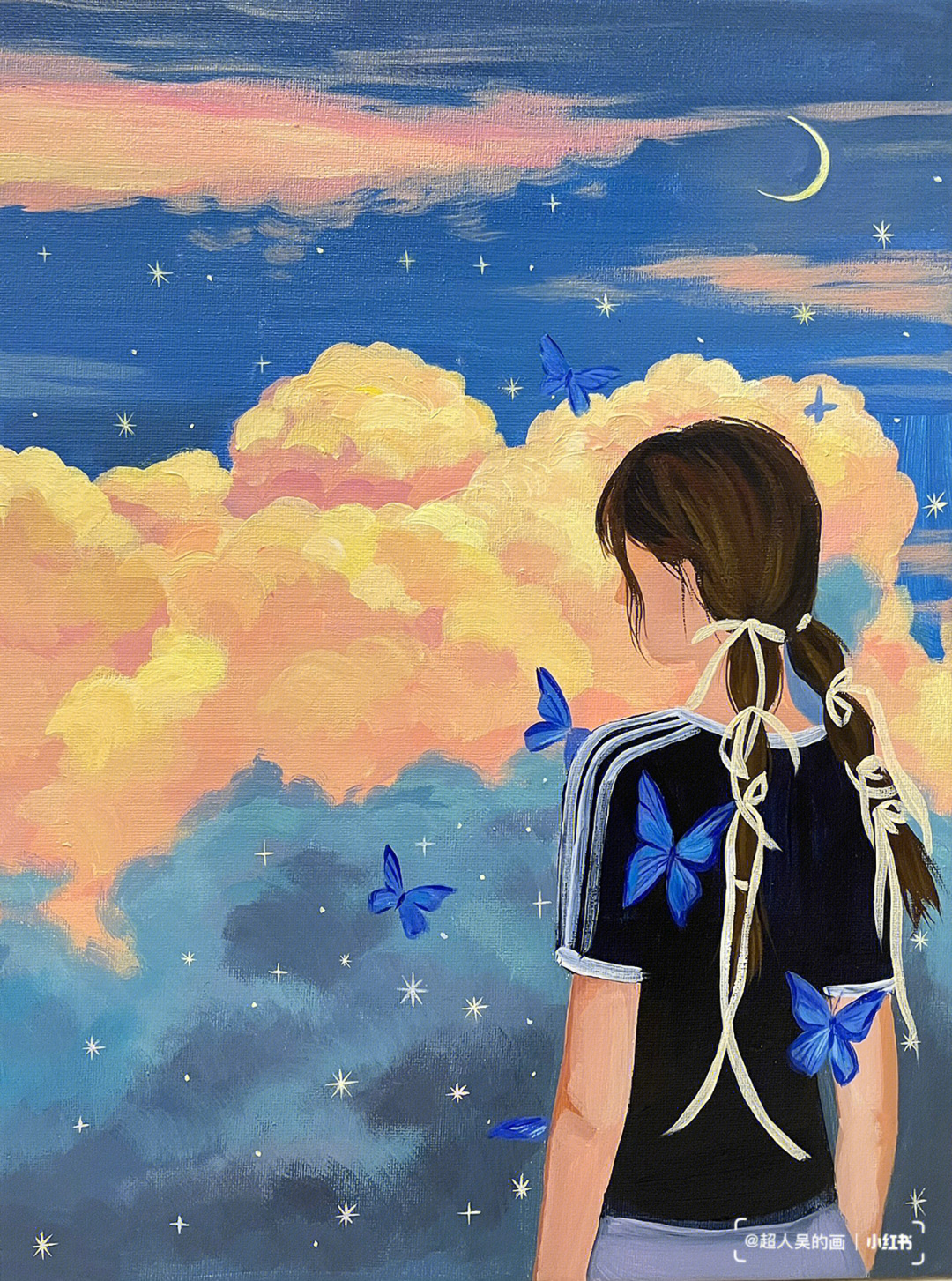 画星空 女孩图片