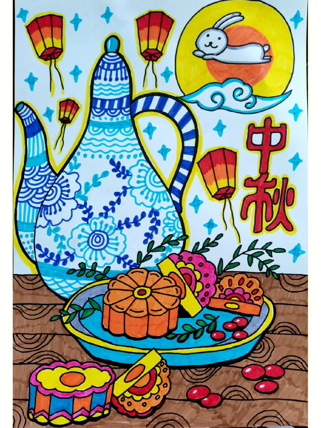 中秋节绘画 参赛作品图片