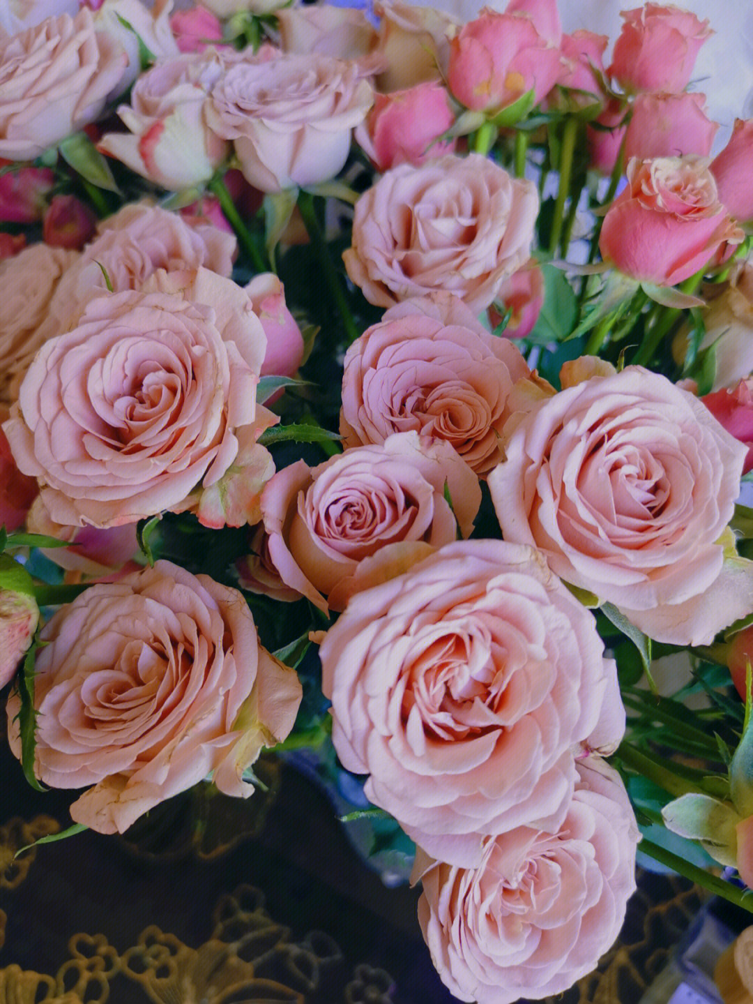 卡布奇诺玫瑰神奇魔力多头玫瑰粉色洋桔梗