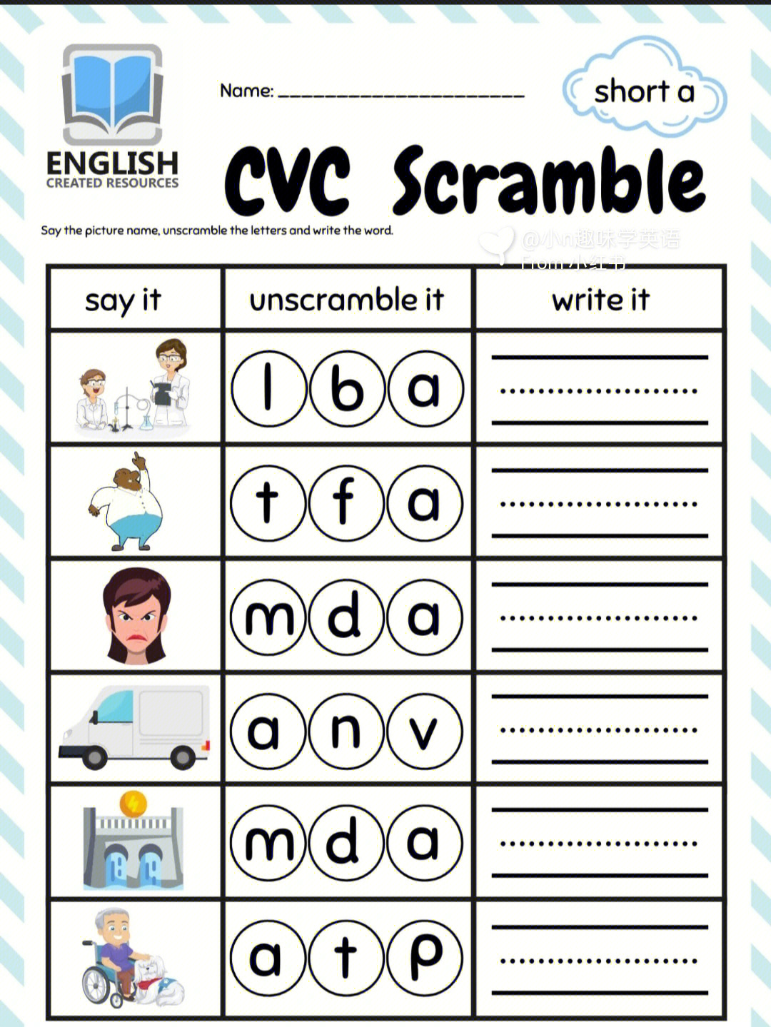 考验词汇量的时刻自然拼读cvc拼词练习