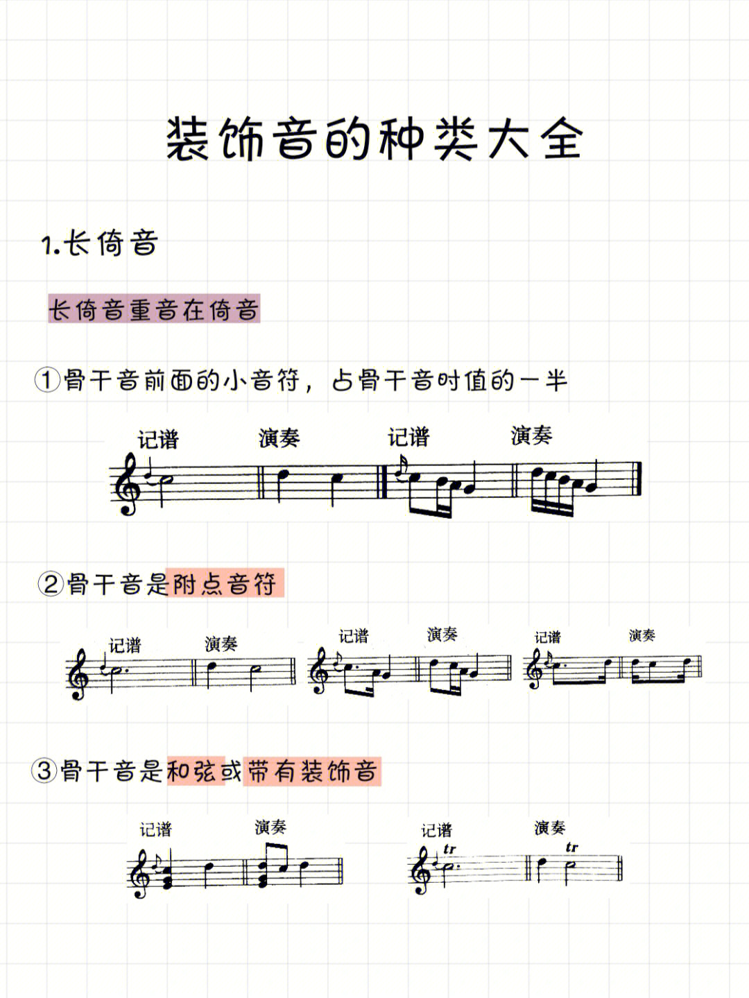 钢琴学习装饰音大全系列倚音颤音