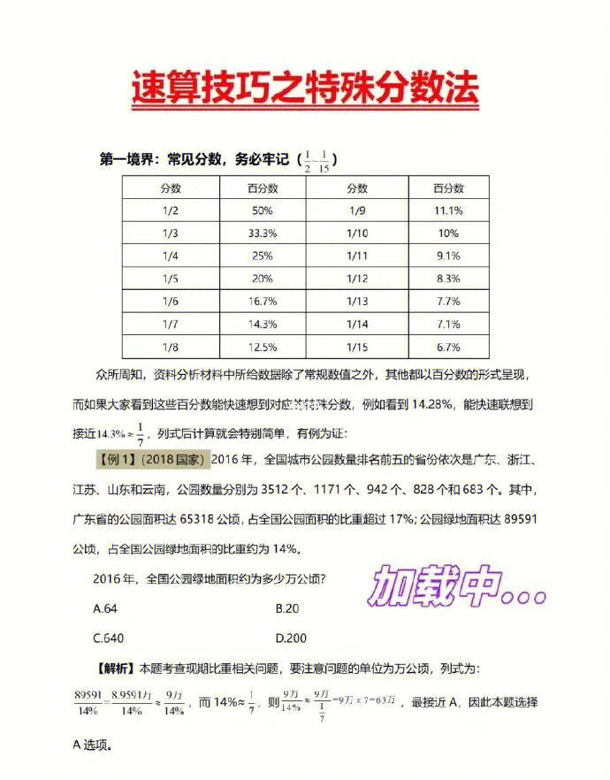 公务员考试省考行测速算技巧之特殊分数法