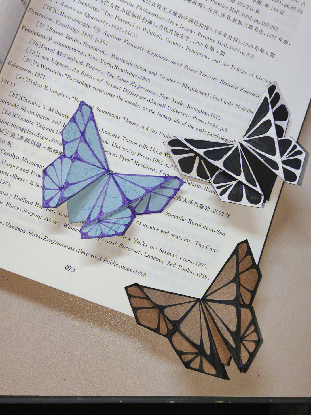 手工折纸蝴蝶书签图片