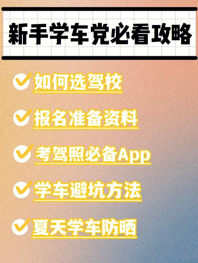 新手学车党必看攻略