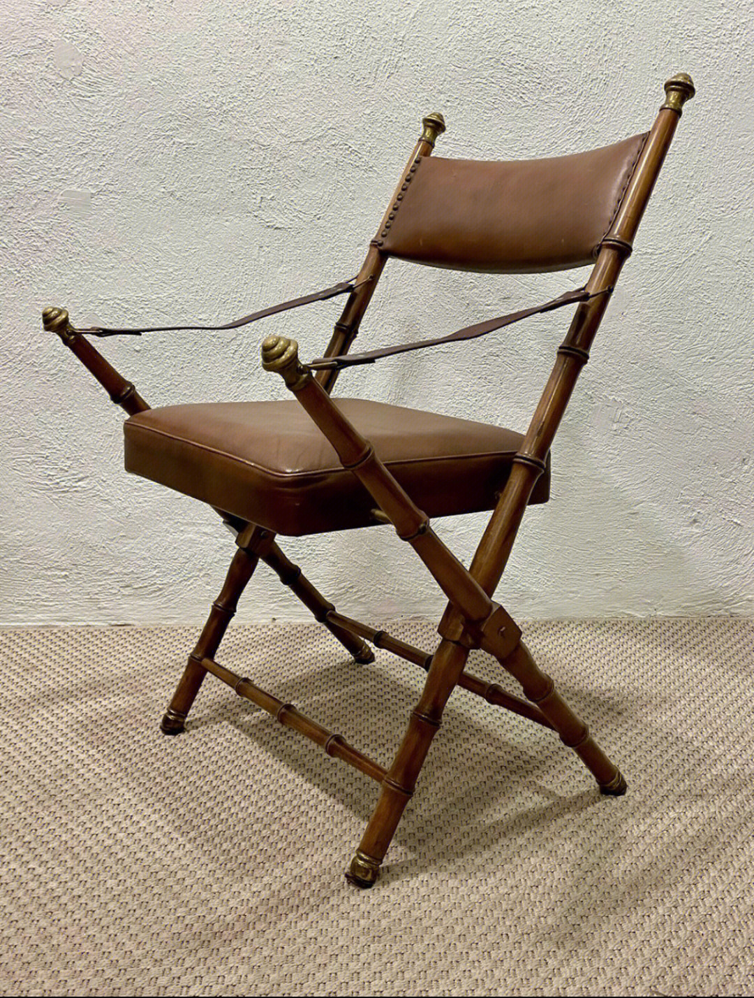 西班牙中古家具campa09acirca折叠皮椅