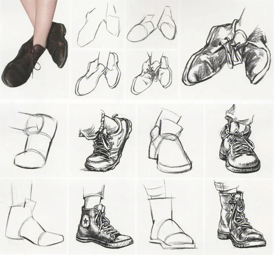 鞋子100种画法图片