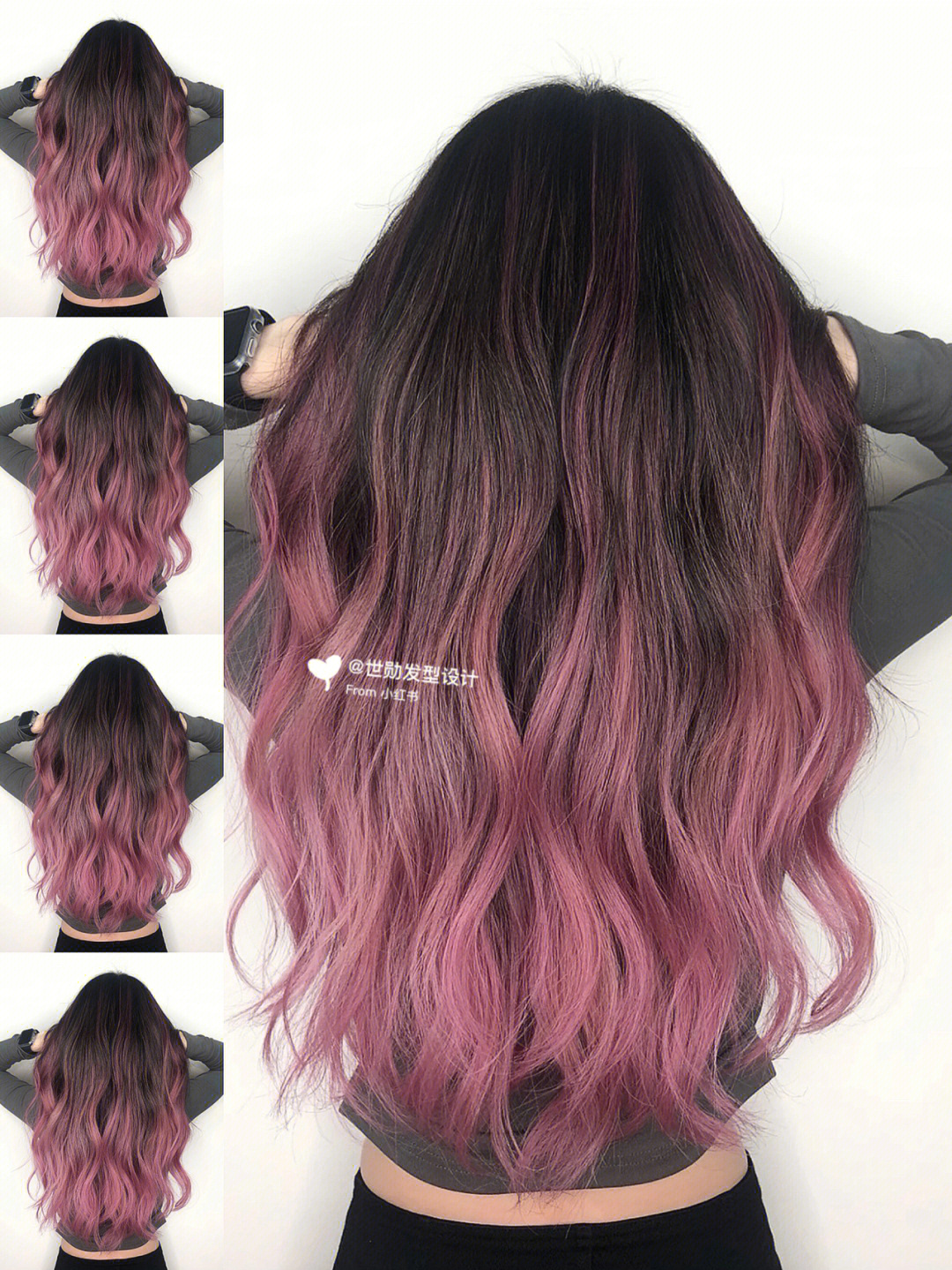 黑发挑染粉色图片