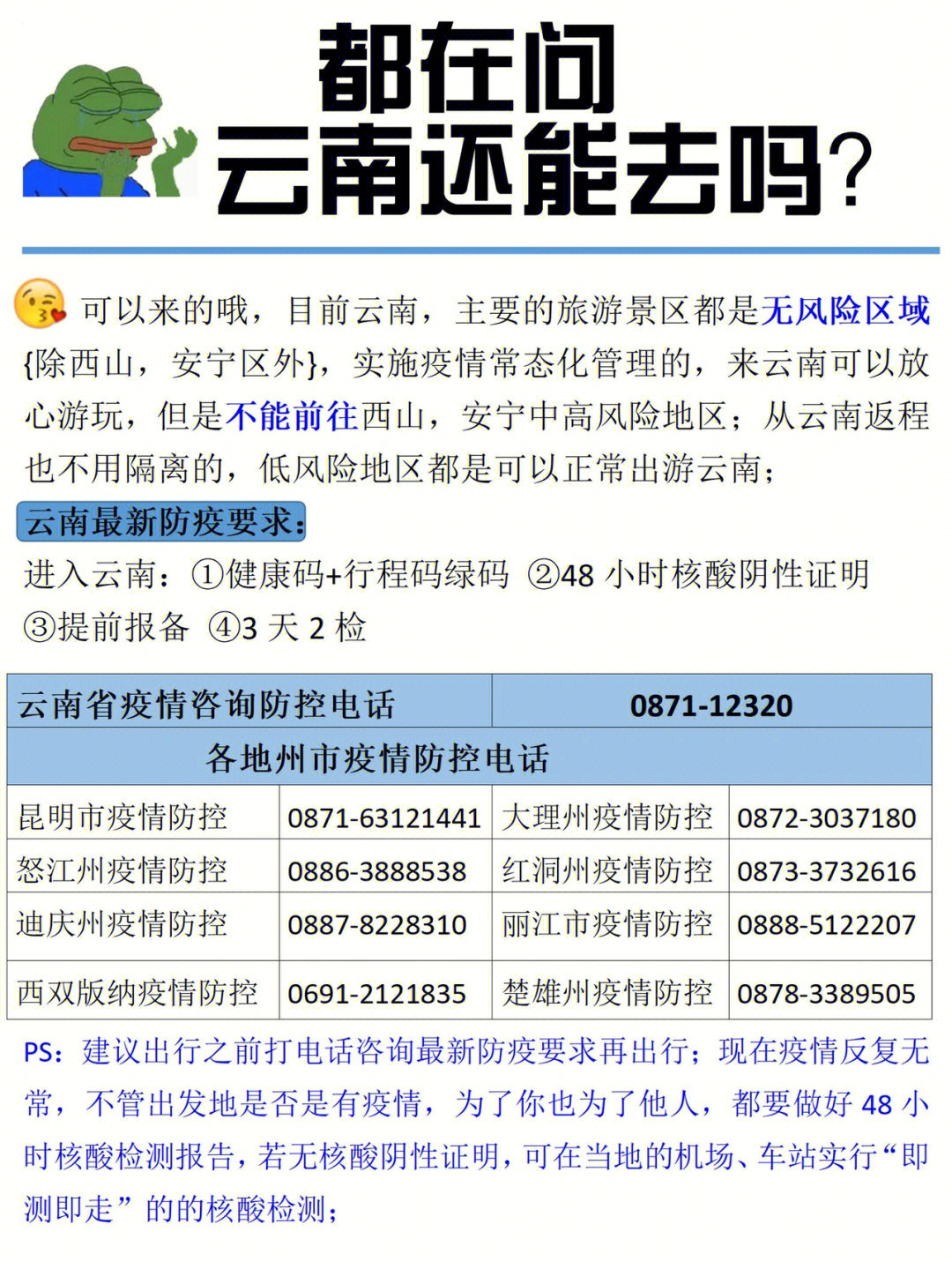 91来云南可以放心游玩,92但是不能前往西山,安宁中高风险地区;从