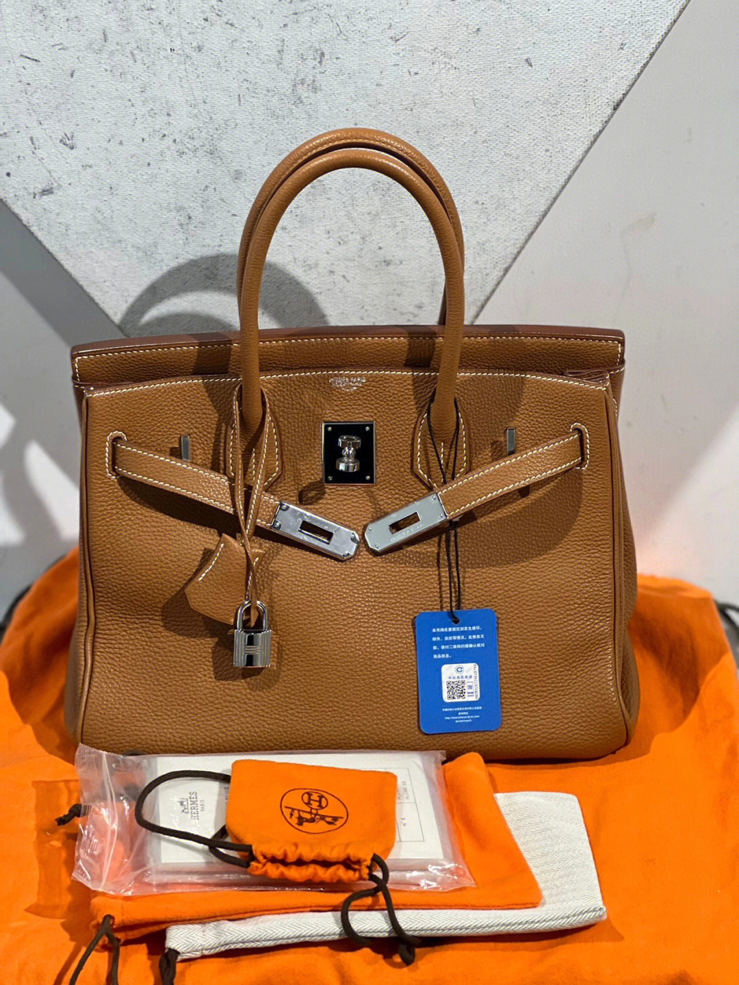 hermes爱马仕birkin30bk30金棕银扣框k刻