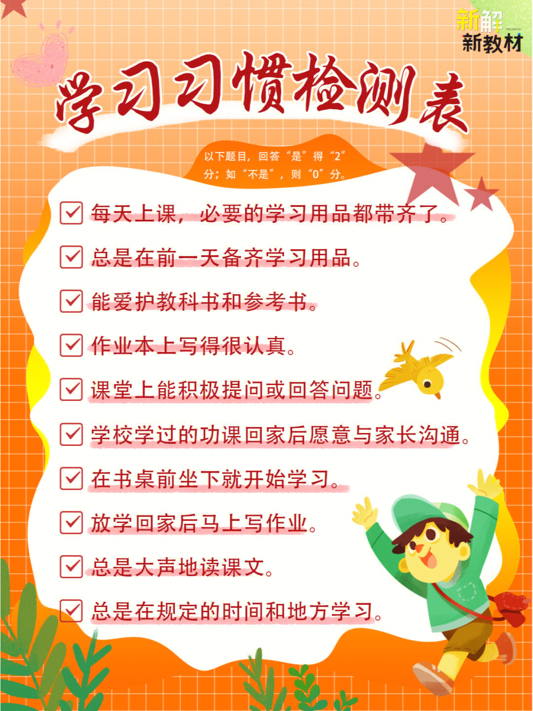 小学生学习习惯自测表你家孩子要改吗04