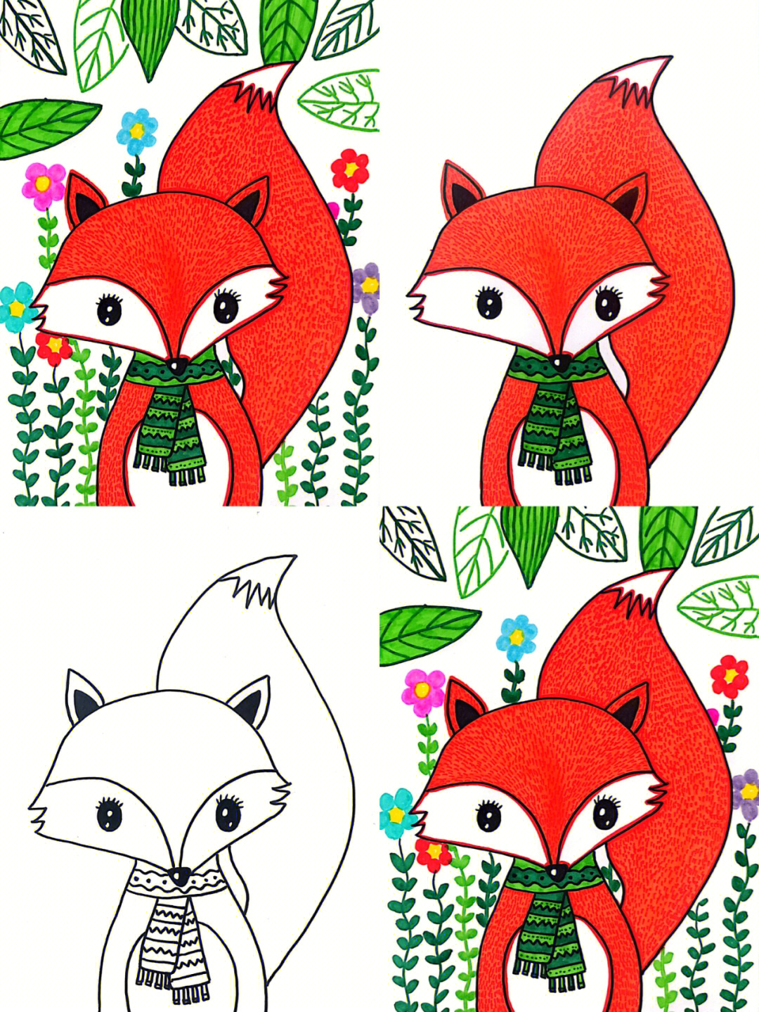 儿童画–可爱的小狐狸有课件步骤