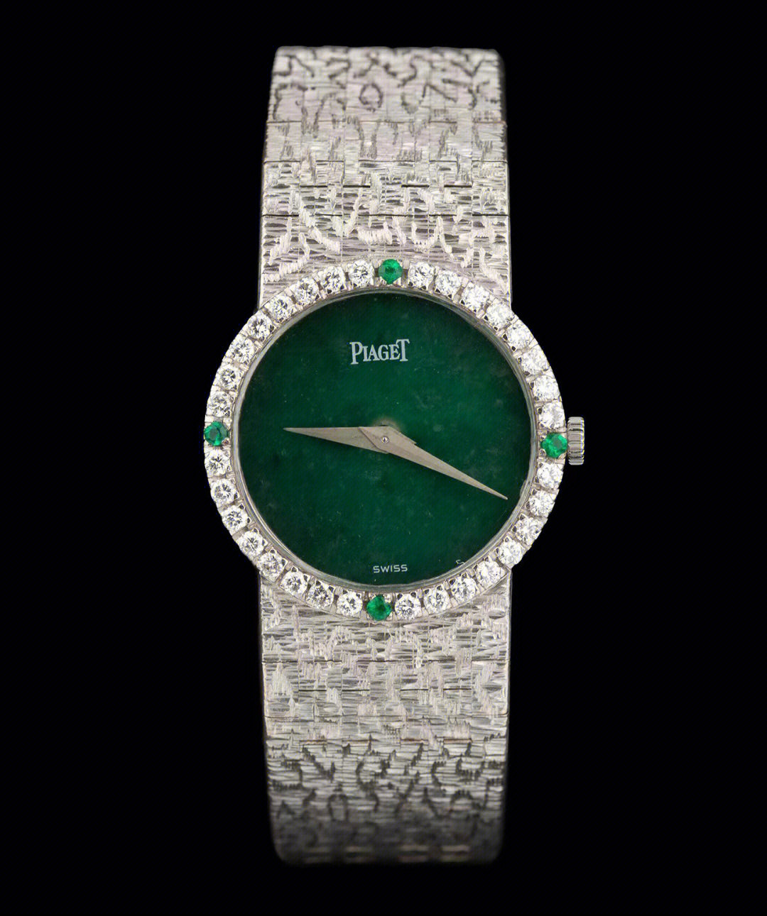 1970年代瑞士顶级钟表品牌伯爵piaget出品18k白金表带天然翡翠表盘