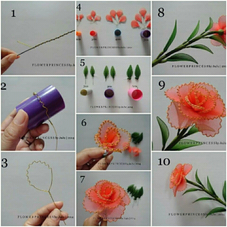 玻璃丝花朵怎么编图解图片