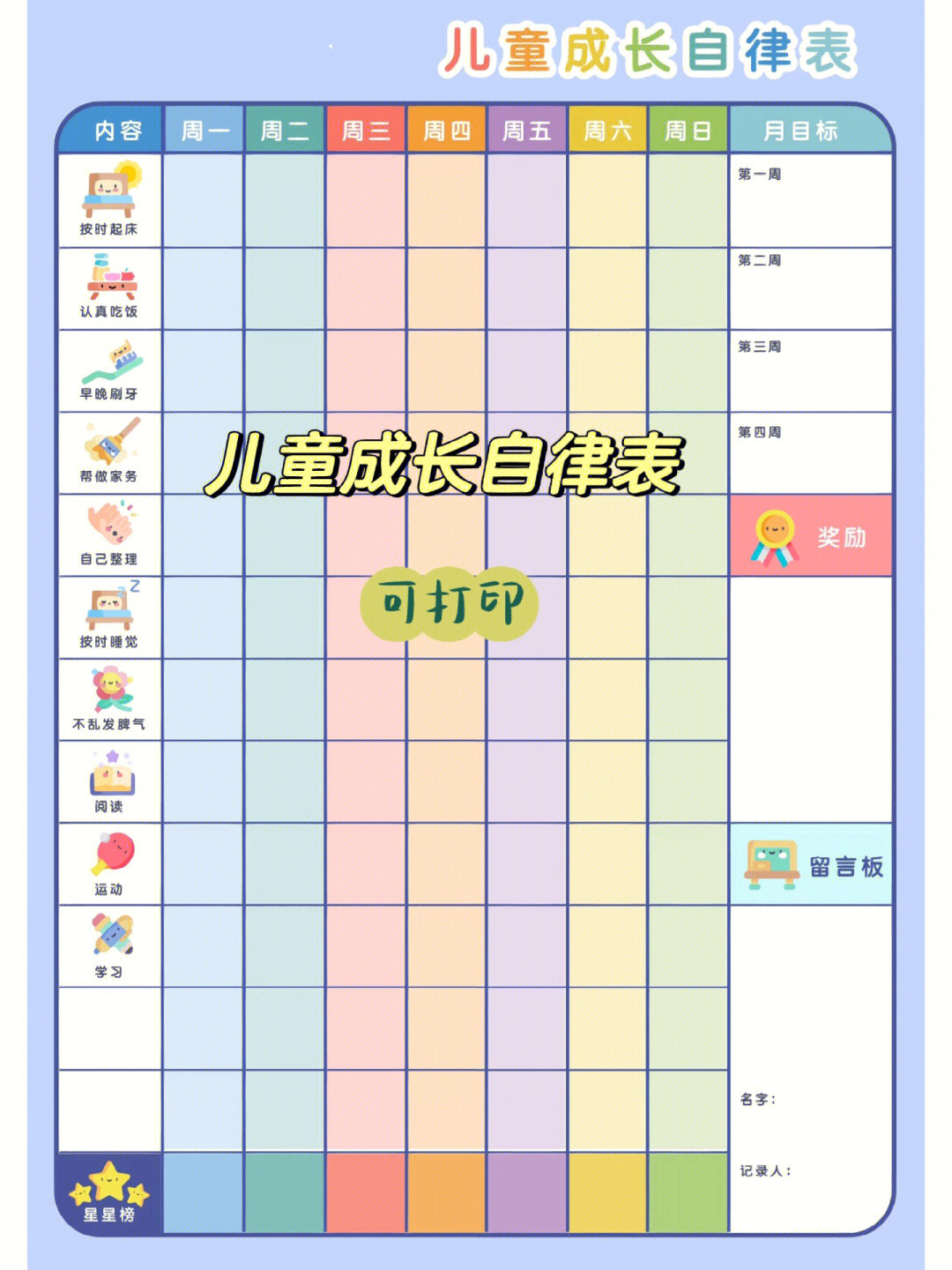 自律清单均有电子版,家长93打印自制#时间管理#高效率学习#学习