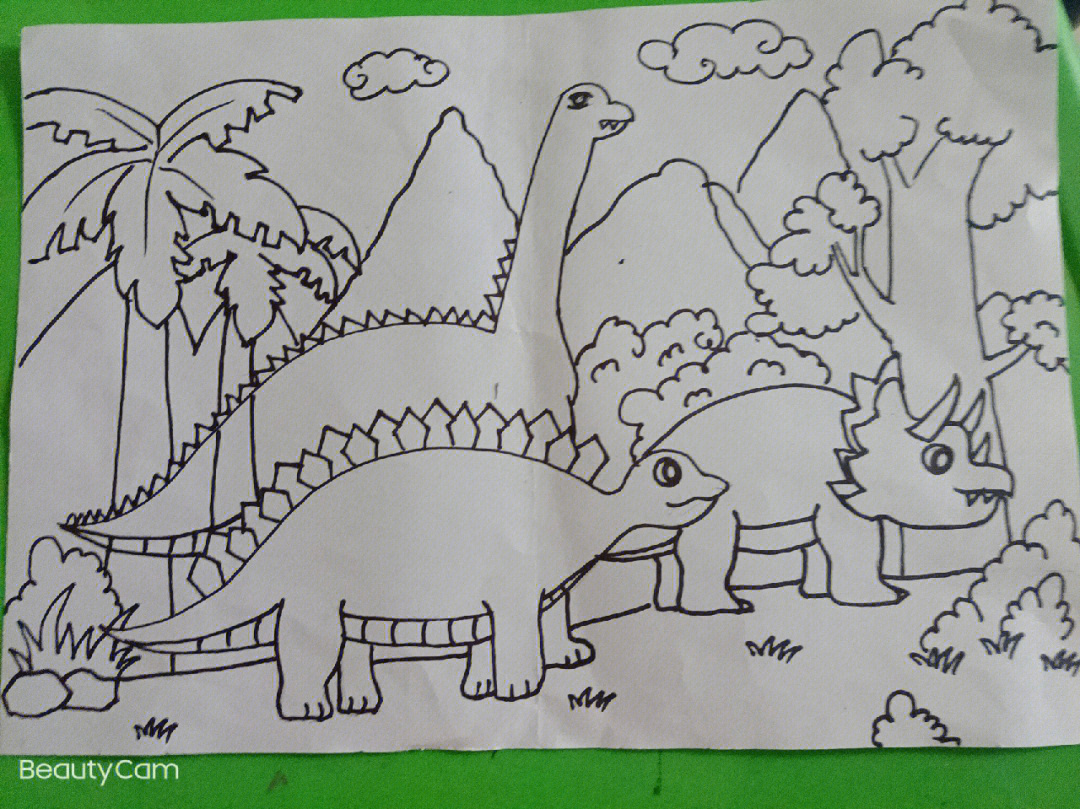 侏罗纪森林简笔画图片