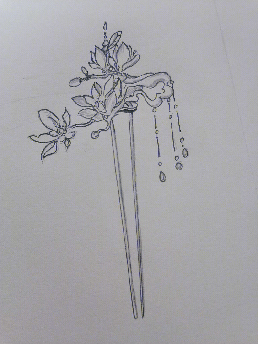 玉簪花手绘图图片