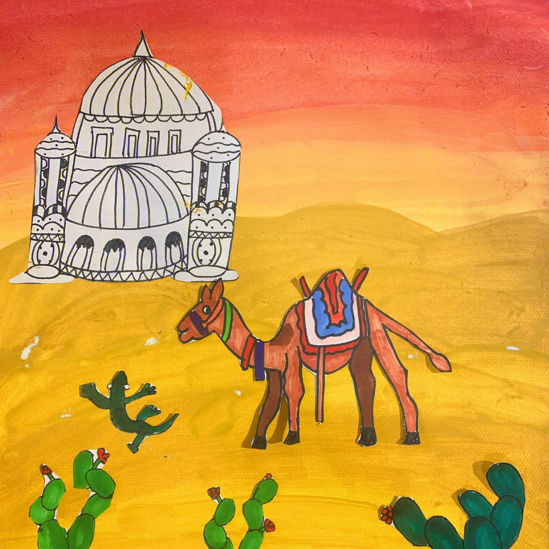 沙漠骆驼儿童画