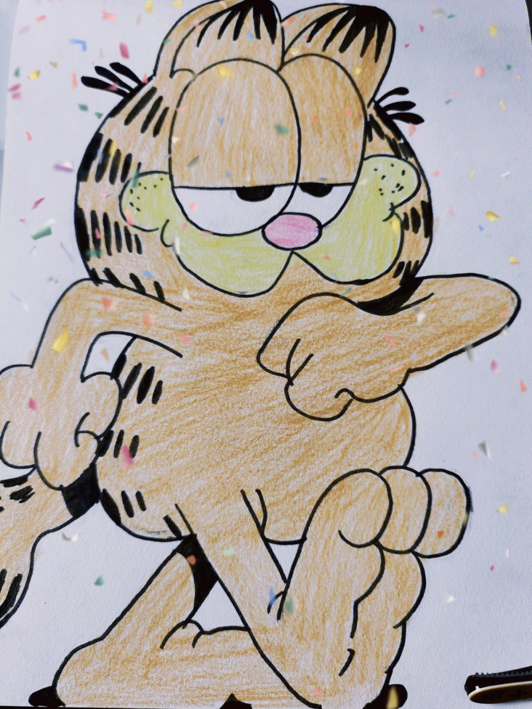 加菲猫简笔画 素描图片