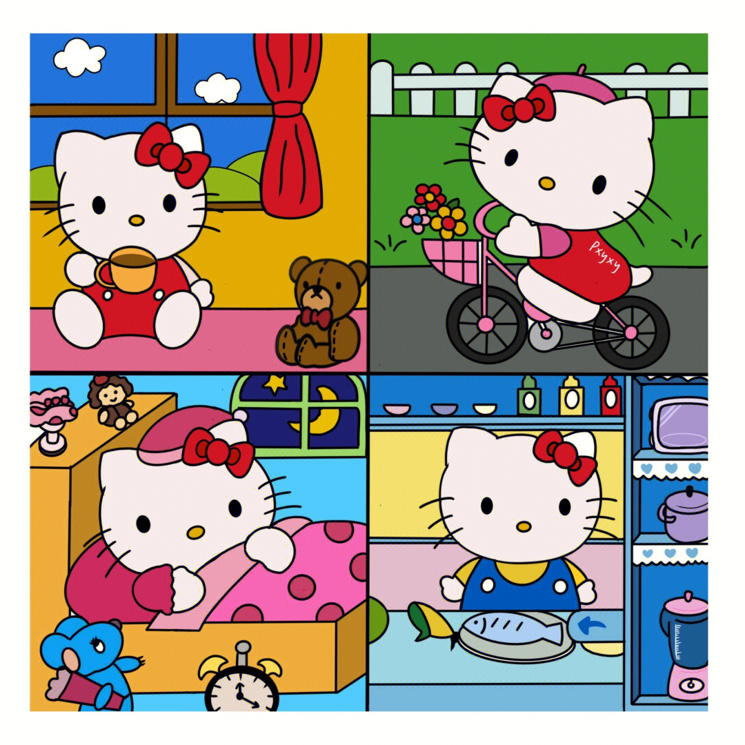 hellokitty简笔画是kitty呀附线稿