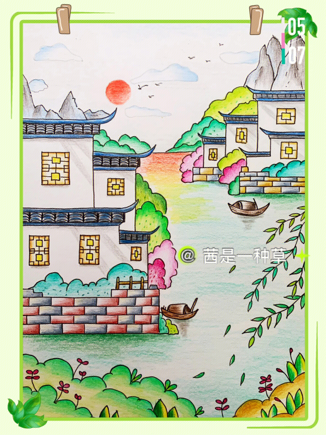小学生画的忆江南图画图片