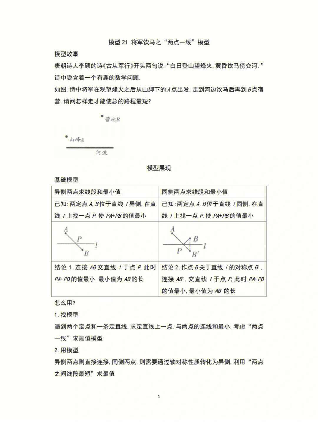 初中60个几何模型21将军饮马之两点一线