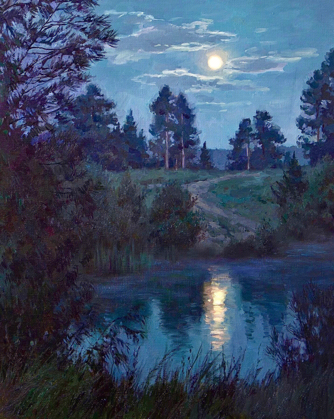 俄罗斯油画《月夜》图片