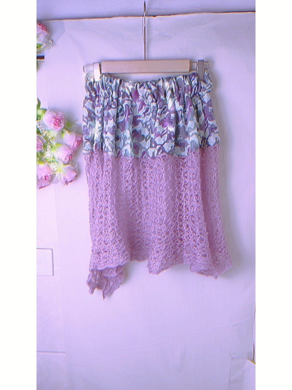 棉布拼接针织滴,非常特别,是好看的紫色,是不会露臀部滴,可以做半身裙