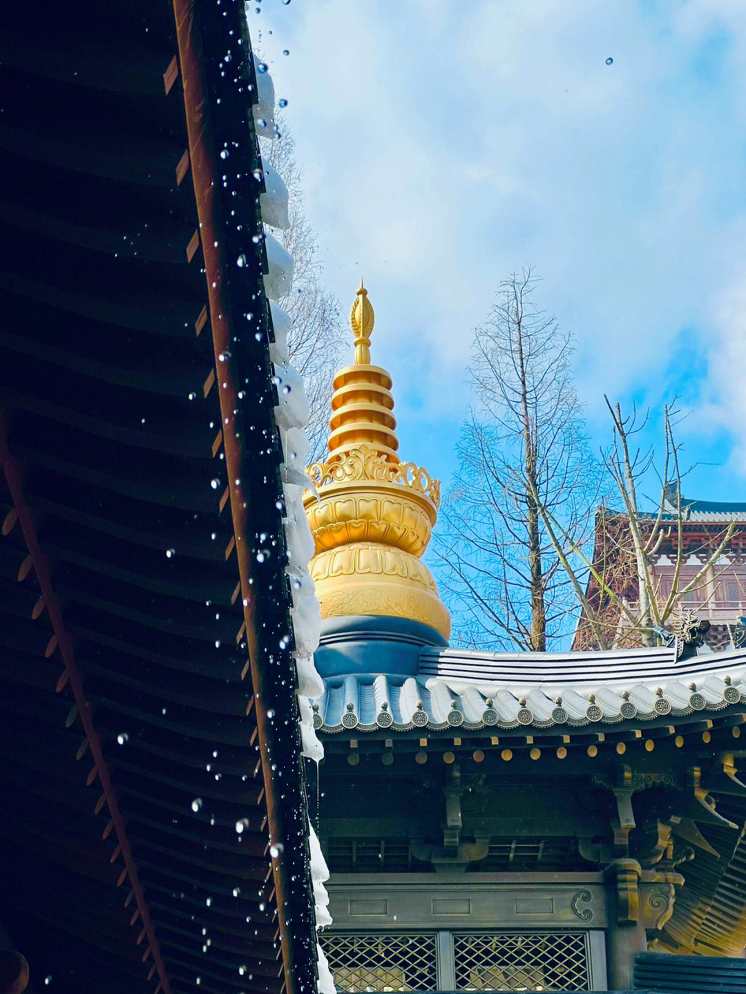 化雪的径山寺72有太阳的杭州