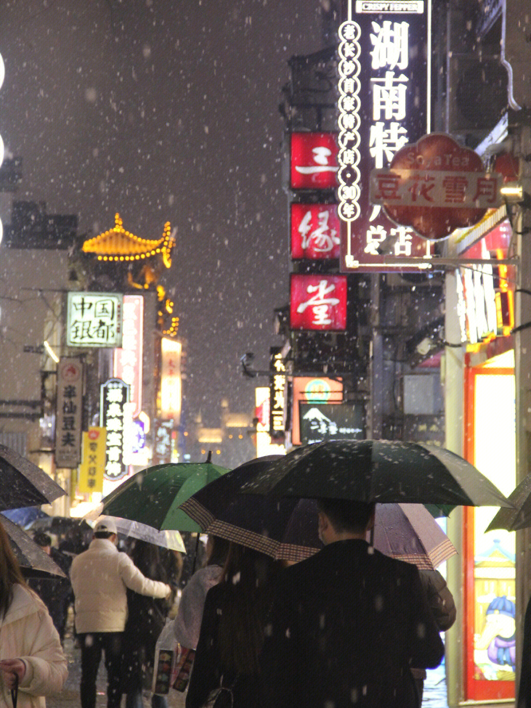 长沙下雪夜景图片