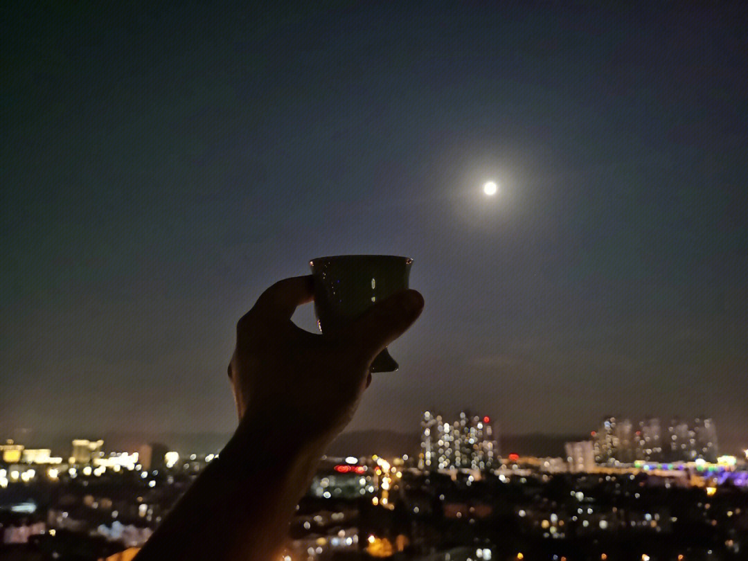 月亮下喝酒图片图片
