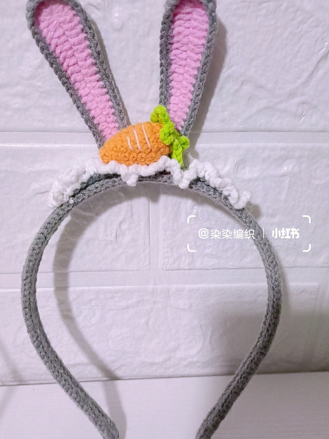 兔耳朵发箍编织图解